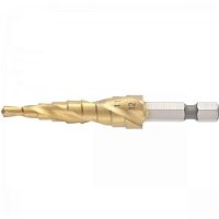 Сверло ступенчатое 4-12 мм Matrix, HSS, спиральный профиль, шестигранный хвостовик 72353  картинка